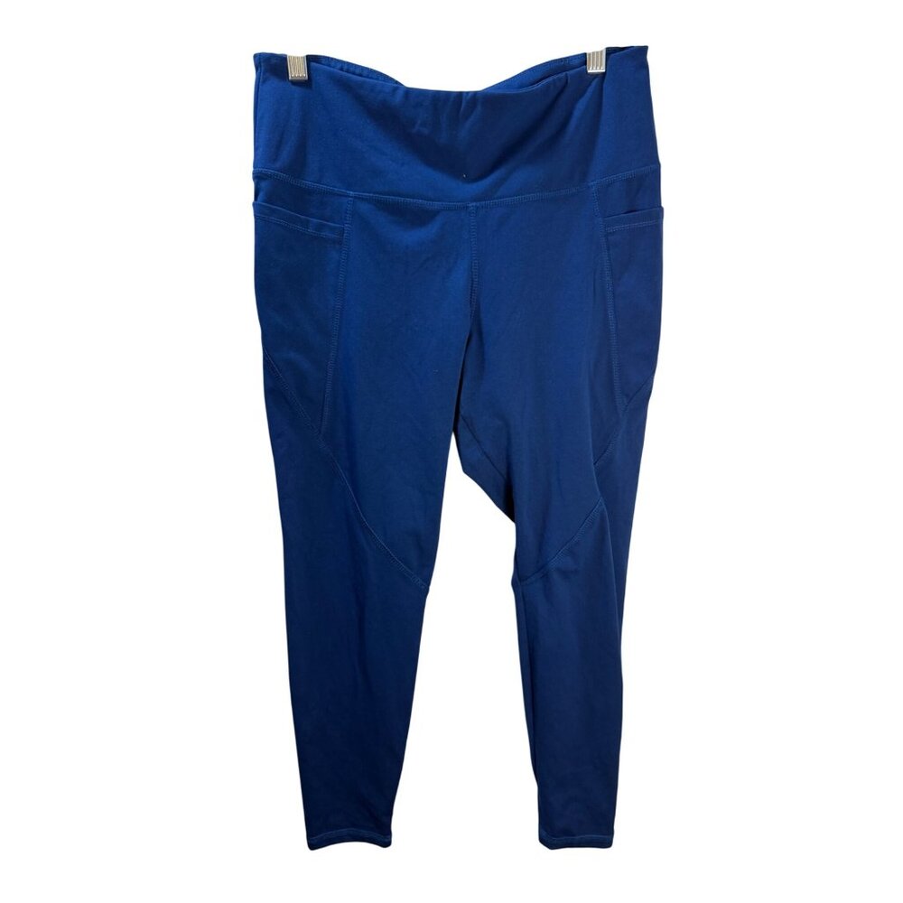 Danskin Womens High-Waisted Capri Leggings With‎ Pockets Blue Size L